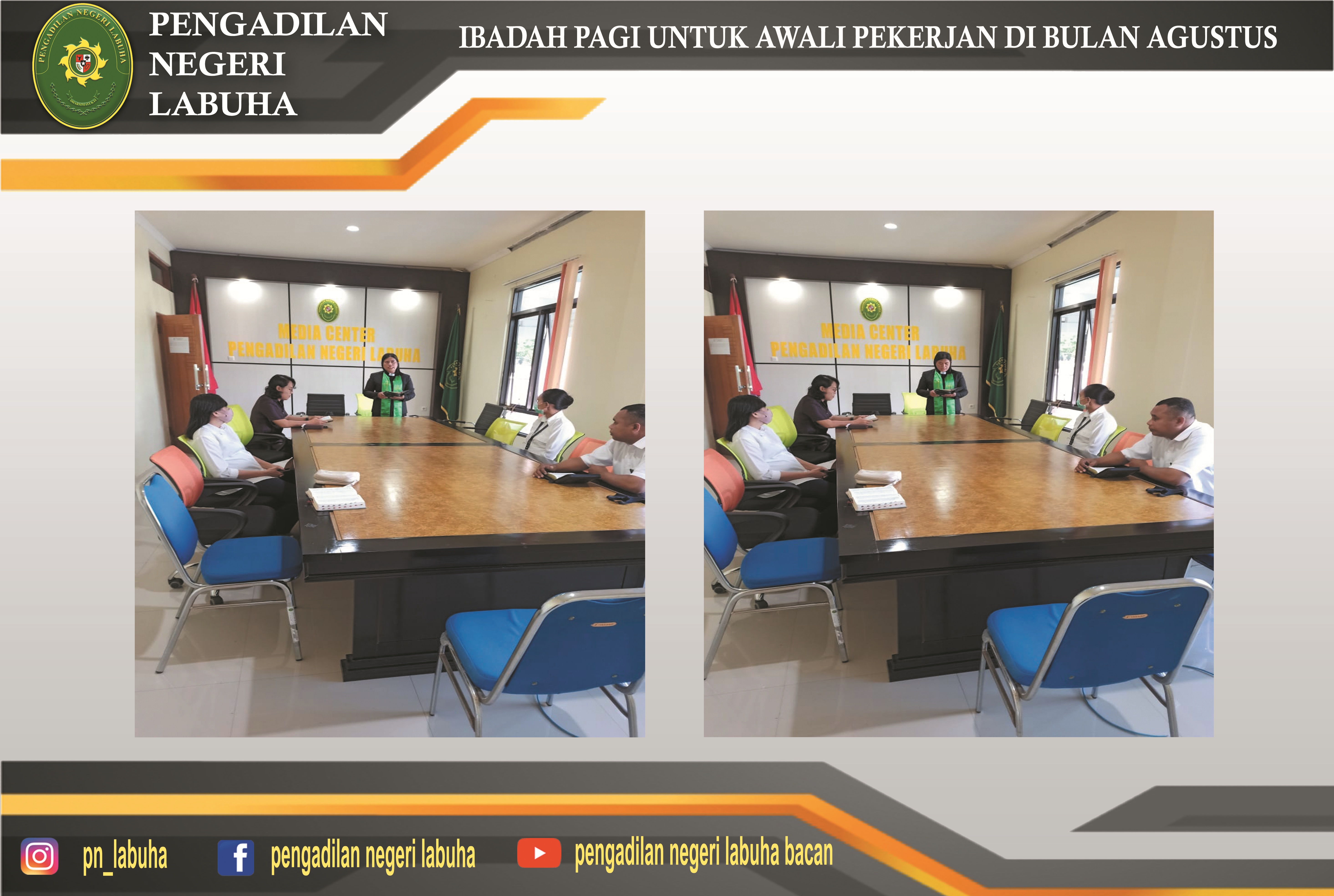 Ibadah Pagi Untuk Awali Pekerjaan di Bulan Agustus 2021 Pada Pengadilan Negeri Labuha