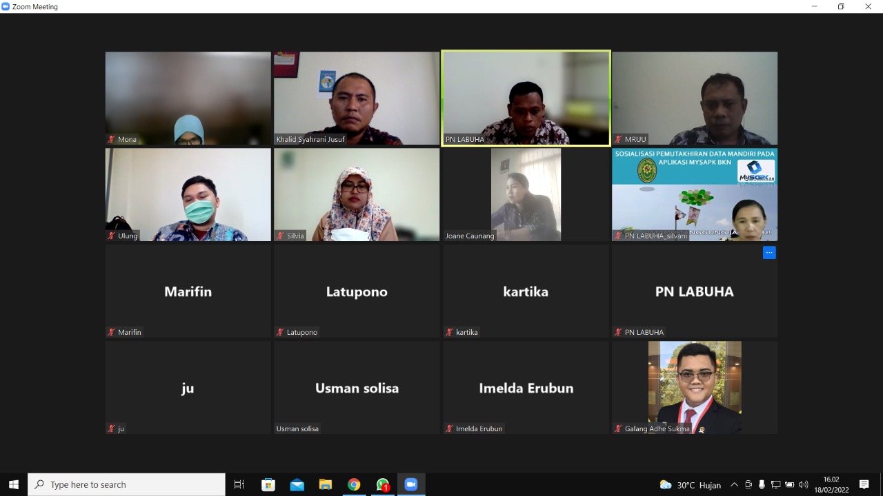 Sosialisasi Pembagian Peran dan Hasil Untuk Penyususan SKP Tahun 2021 dan 2022 Secara Virtual