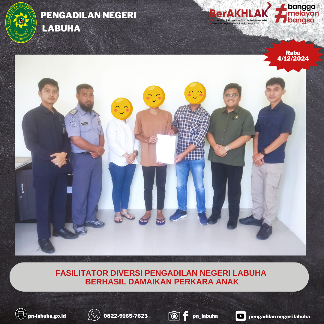 Fasilitator Diversi Pengadilan Negeri Labuha Berhasil Damaikan Perkara Anak
