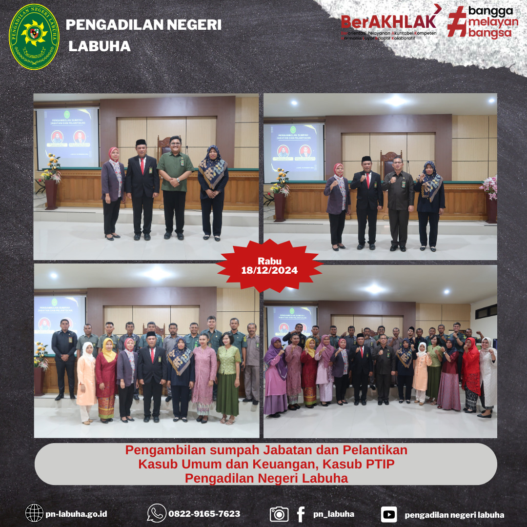 Pengambilan sumpah dan Pelantikan Kepala Sub bagian PTIP dan Kepala Sub  Bgaian Umum dan Keuangan