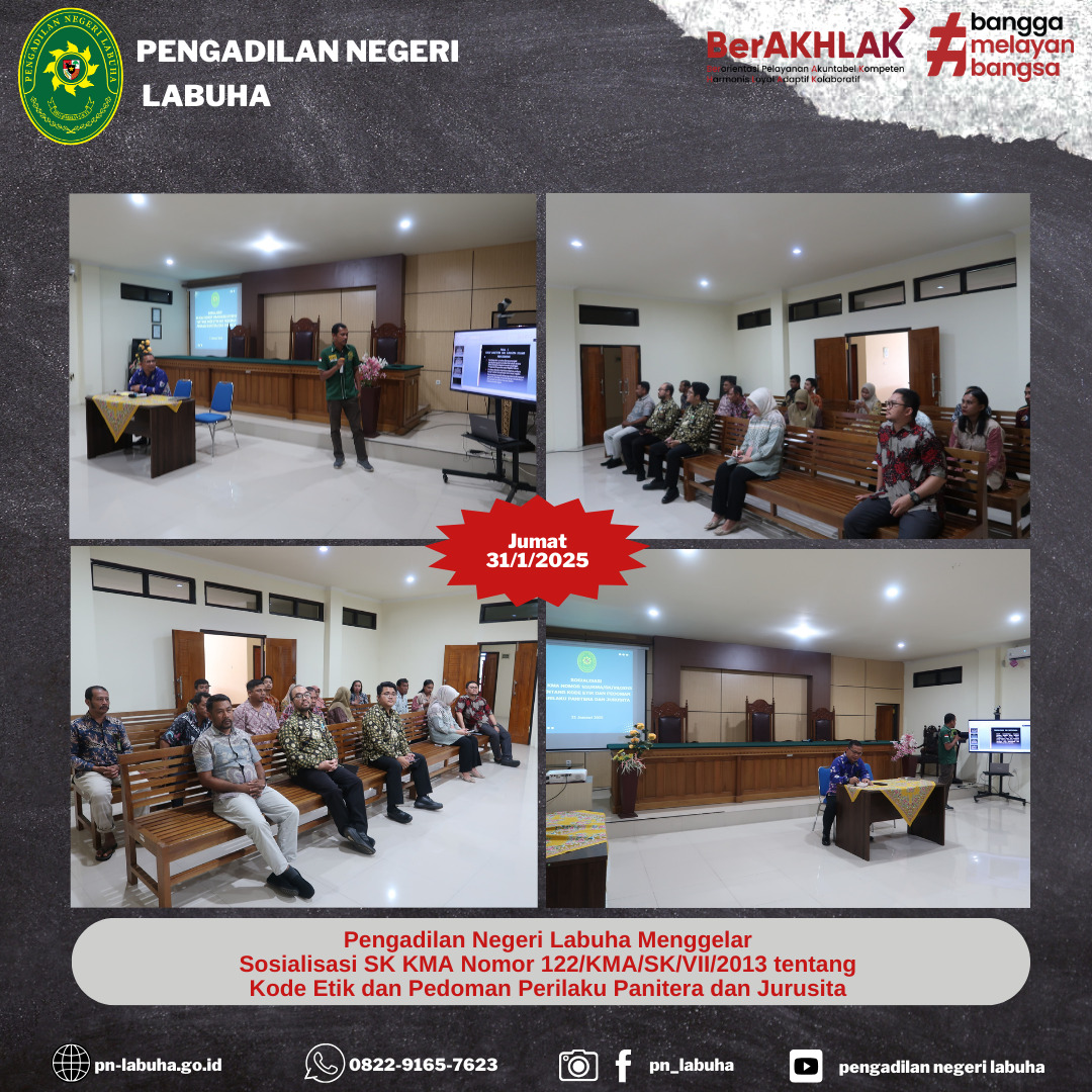Pengadilan Negeri Labuha Menggelar Sosialisasi SK KMA Nomor 122/KMA/SK/VII/2013 tentang Kode Etik dan Pedoman Perilaku Panitera dan Jurusita