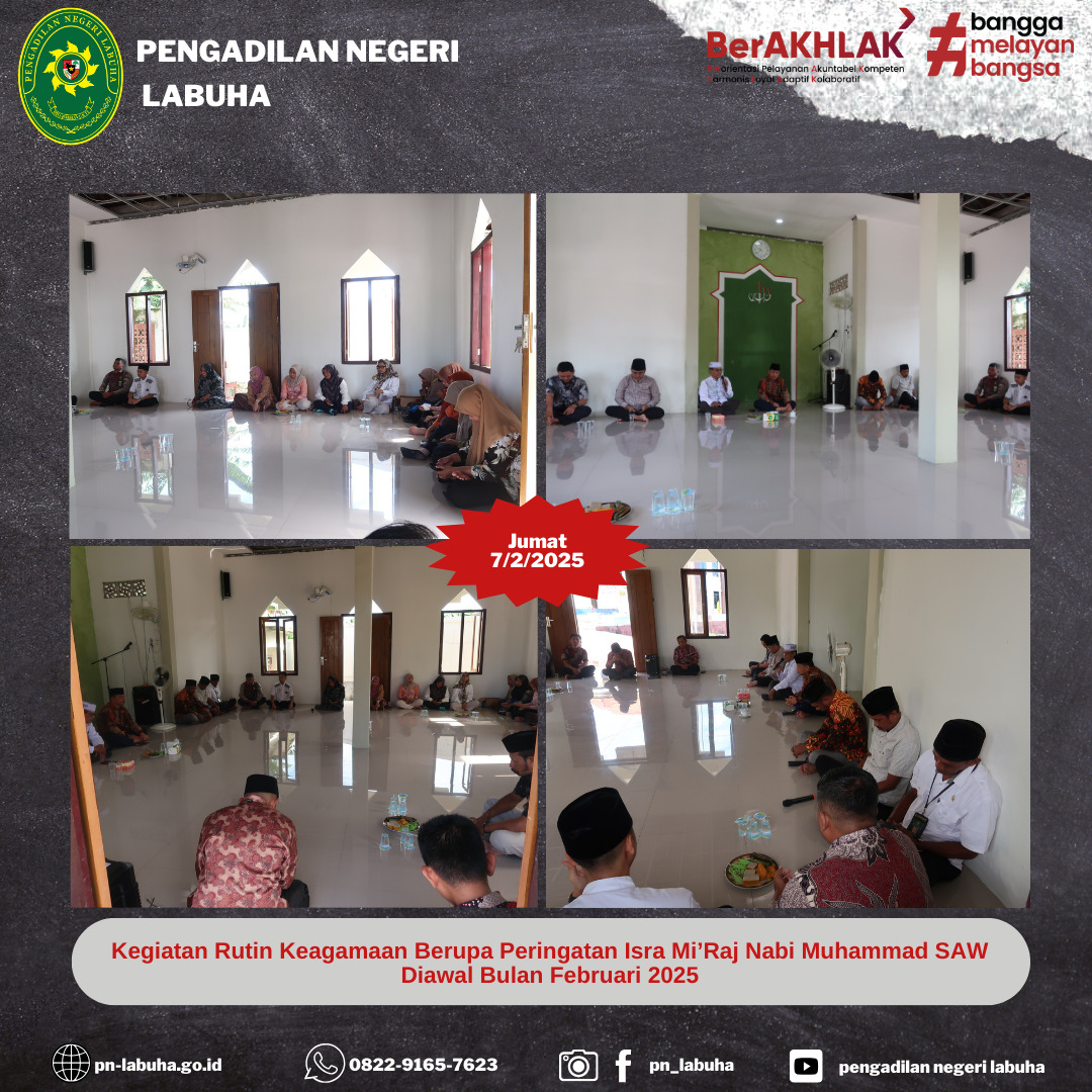 Kegiatan Rutin Keagamaan Berupa Peringatan Isra Mi’Raj Nabi Muhammad SAW Diawal Bulan Februari 2025