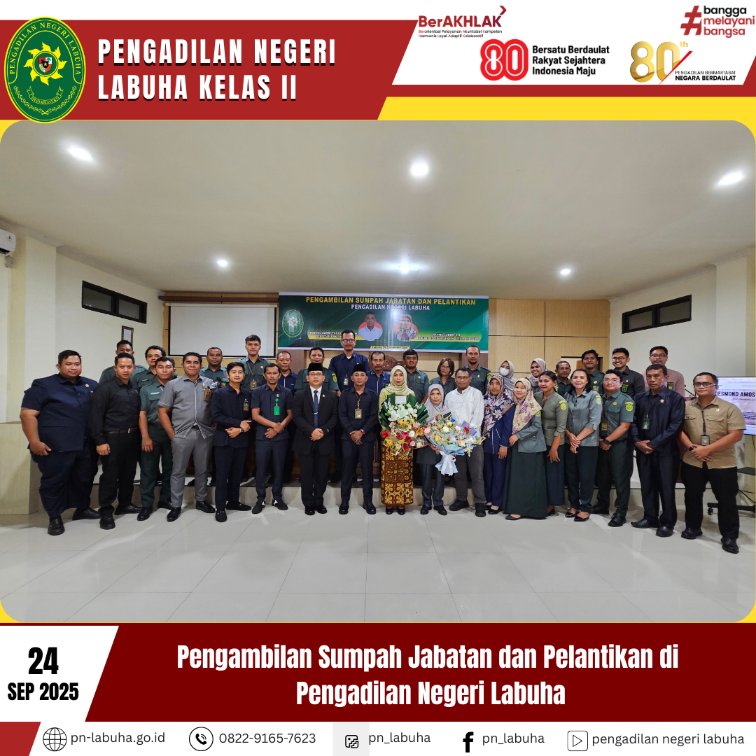 Ketua PN Labuha Lantik Pejabat Struktural Kesekretariatan Ketua PN Labuha Lantik Pejabat Struktural Kesekretariatan